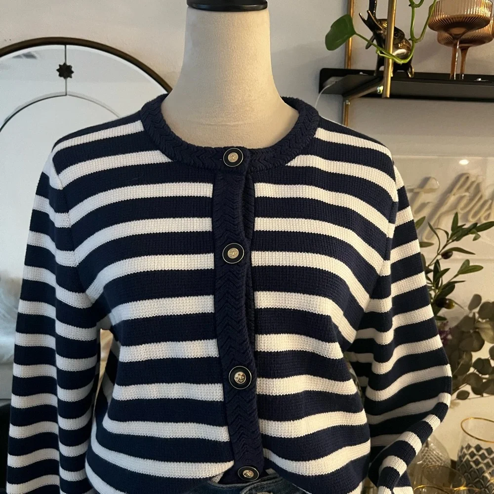 J Crew Factory Striped Lady Cardigan - Picture 2 of 5